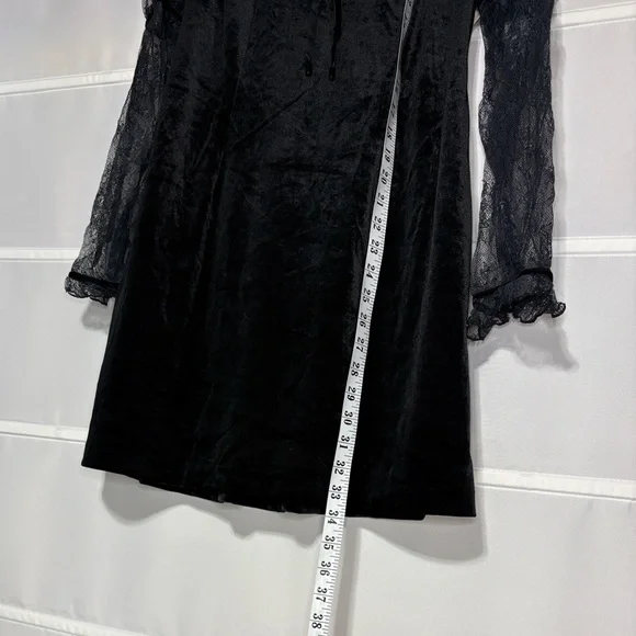 Free People midnight hour Black Velvet with Lace mini dress NWT - Picture 8 of 10